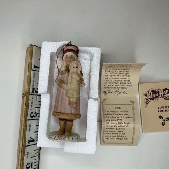 VTG NWB Jan Hagara All Bisque Little Victorian Girl&Her Doll Christmas Ornament - Picture 3 of 10